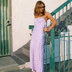 Zara Lavender Floral Strapless Maxi Dress